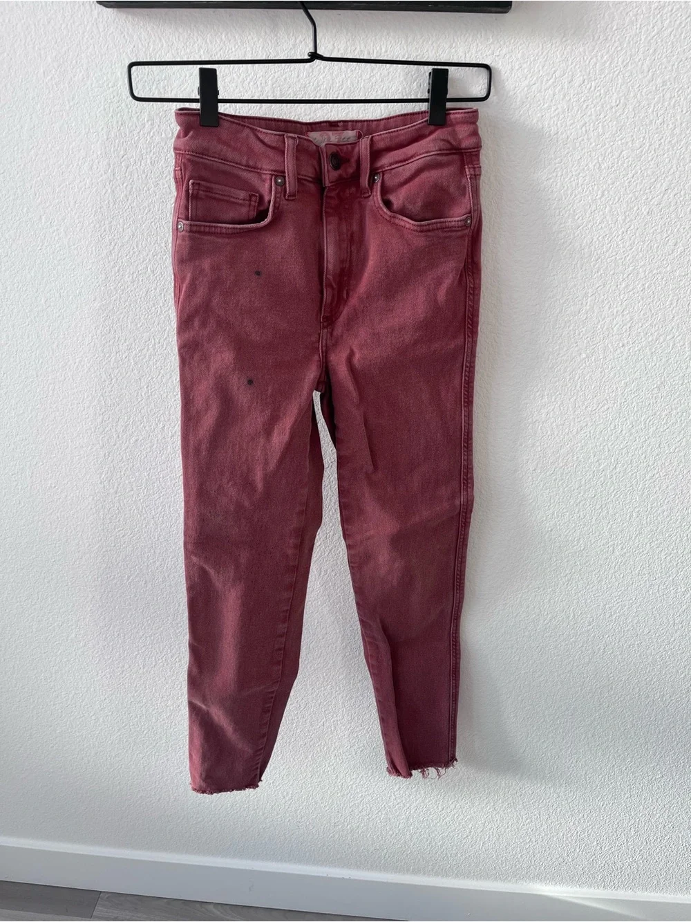 Pink /burnt red high-waisted skinny jeans, We The Free, size 27, 27P Petite